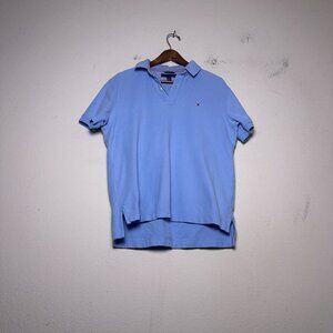 Tommy Hilfiger Polo Shirt Short Sleeve Men M Blue Preppy Retro Spring Muscle